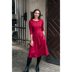 Šaty Sandra s 3/4 rukávem červené Velikost: L
