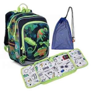 Školní batoh v setu Topgal s chameleony ENDY 22055 SET MEDIUM