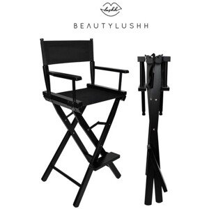 Beautylushh Profesionální skládací kosmetické křeslo z bukového dřeva, černá barva, Oxford 600D, nosnost 140 kg