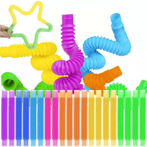 Kruzzel Senzorické trubičky - 20 ks, vícebarevné, plastové, rozměry 16,5-51,5 cm x 2 cm