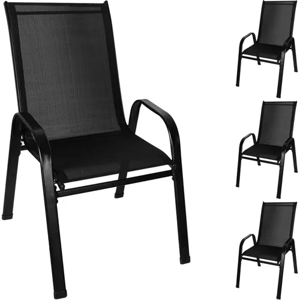 Sada 4 kovových zahradních židlí Gardlov 23460, černá, odolná vůči povětrnostním vlivům, maximální zatížení 150 kg