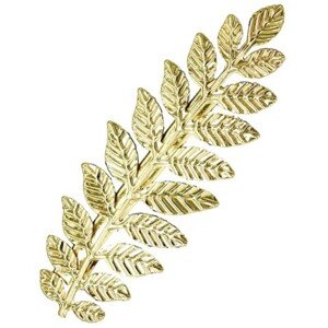 Spona do vlasů s motivem vavřínového listu, stříbrná/zlatá, bižuterní kov, 8x3.5 cm