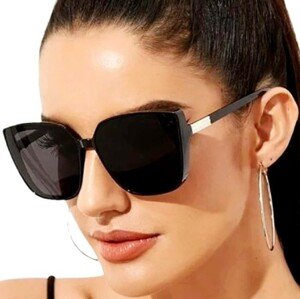 Retro Velké Sluneční Brýle, Model Muchy Classic Nerdy, Plast, UV400 Kat.3 Filtr, Černé