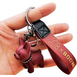 Přívěsek na klíče Bulldog, červený, z neušlechtilého kovu a gumy, 10 cm