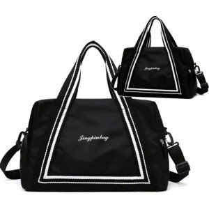 Prostorná cestovní taška do tělocvičny, černá, nylon, 42x23x18 cm