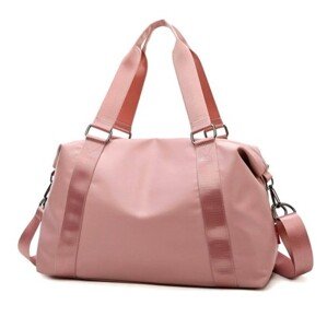 Prostorná sportovní a cestovní taška, růžová, voděodolný nylon, 51x30x21 cm