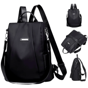 Dámský městský batoh, vodotěsný syntetický materiál, černá barva, 32x32x12 cm