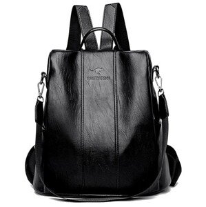 Elegantní dámský školní batoh z kvalitní umělé kůže, černý, 30x31x16 cm