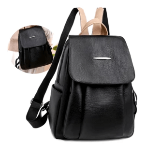 Elegantní černý batoh z kvalitní umělé kůže, nastavitelné popruhy, 33x26x12 cm