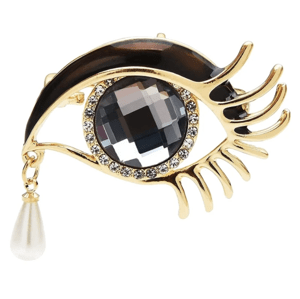 Camerazar Brož Andělské Oko ve tvaru Slzy s Perlovým Špendlíkem, Zirkonová, Stříbrná
