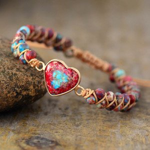 Etno náramek Cardíaco Jaspis - červený - Náramek s kameny