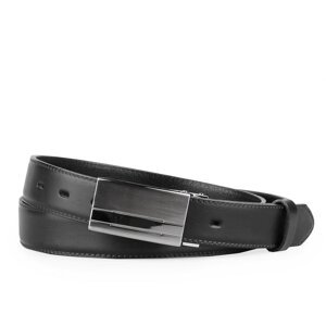 Pánský černý kožený pásek do kalhot společenský 30-020-1PS-60 90 cm