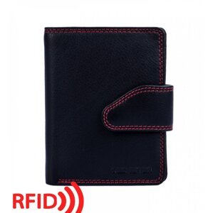 Peněženka kožená se zápinkou RFID ochrana 8095 R černá/červená