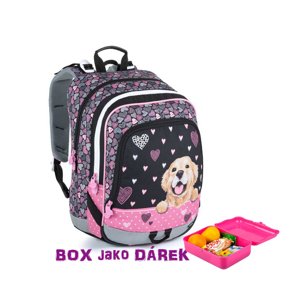 Lehký školní batoh s pejskem ALFA 21 A BLACK/PINK + box zdarma