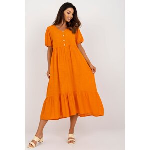 Och Bella Bavlněné šaty Erina oranžové Velikost: S