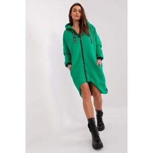 RELEVANCE Dlouhé mikinové šaty na zip RV-BL-6832 zelené Velikost: S/M
